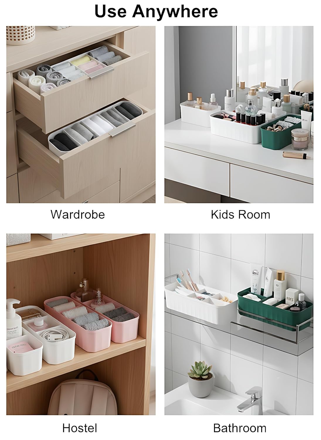 Multicolor Drawer Organizer Set for Socks & Underwear