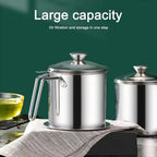 Stainless Steel Oil Strainer Pot 1300ML with Lid