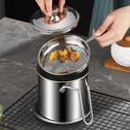 Stainless Steel Oil Strainer Pot 1300ML with Lid