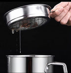 Stainless Steel Oil Strainer Pot 1300ML with Lid