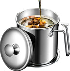 Stainless Steel Oil Strainer Pot 1300ML with Lid