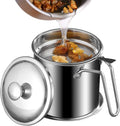 Stainless Steel Oil Strainer Pot 1300ML with Lid