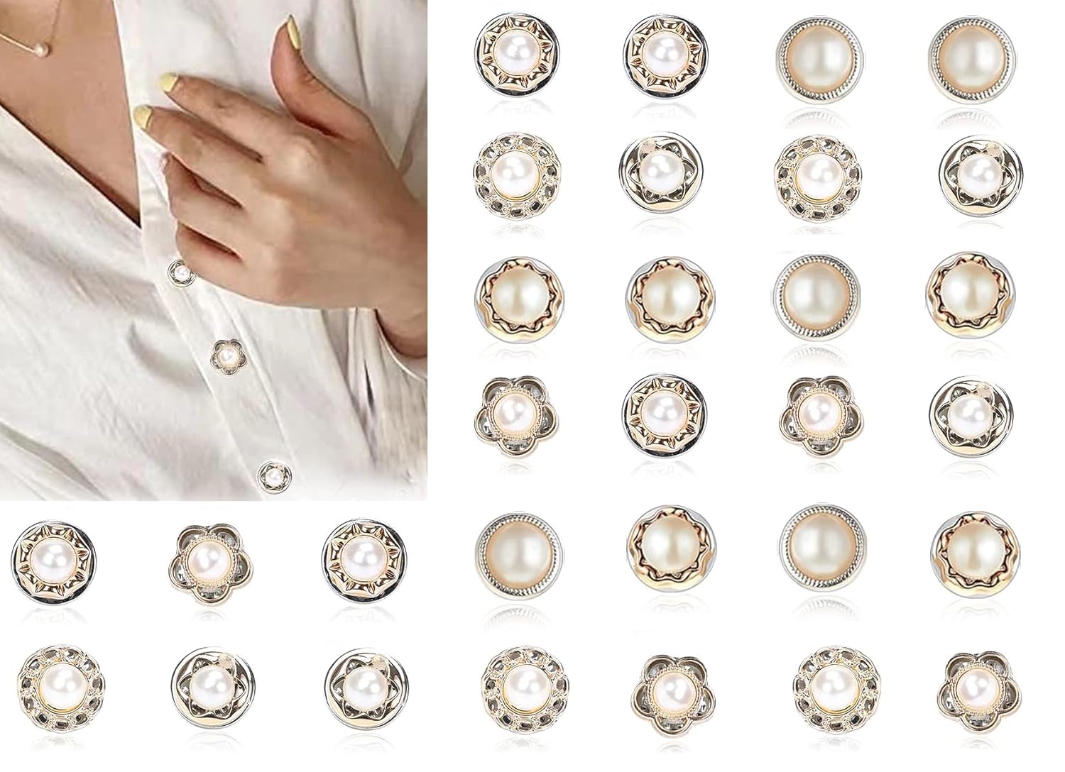 Pearl Brooch Pins for Clothing 30 Pieces No Sew