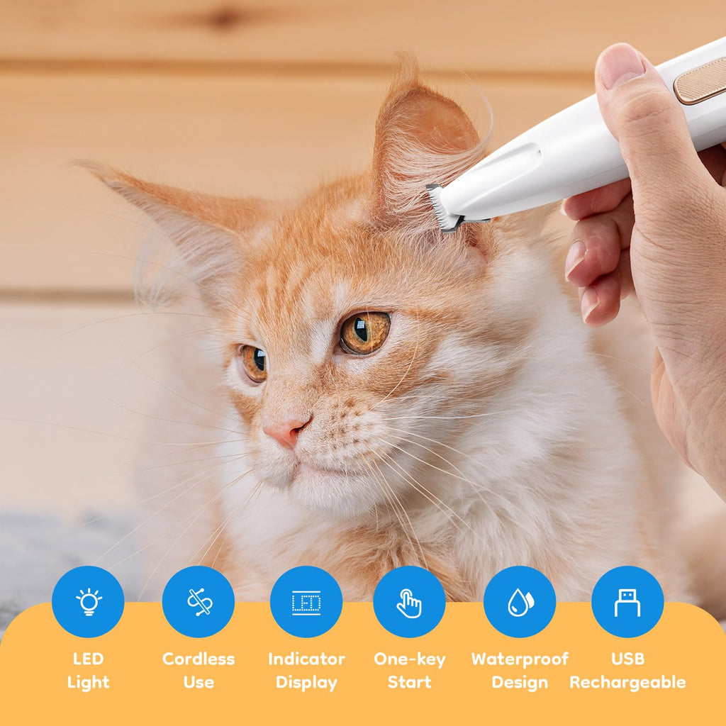 Pet Paw Hair Trimmer – LED Light Low Noise Dog & Cat Clipper