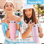 Pink Insulated Travel Tumbler with Handle & Straw