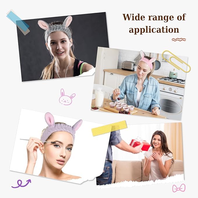 Plush Bunny Ear Hairband – Cute Spa Makeup & Skincare Headband