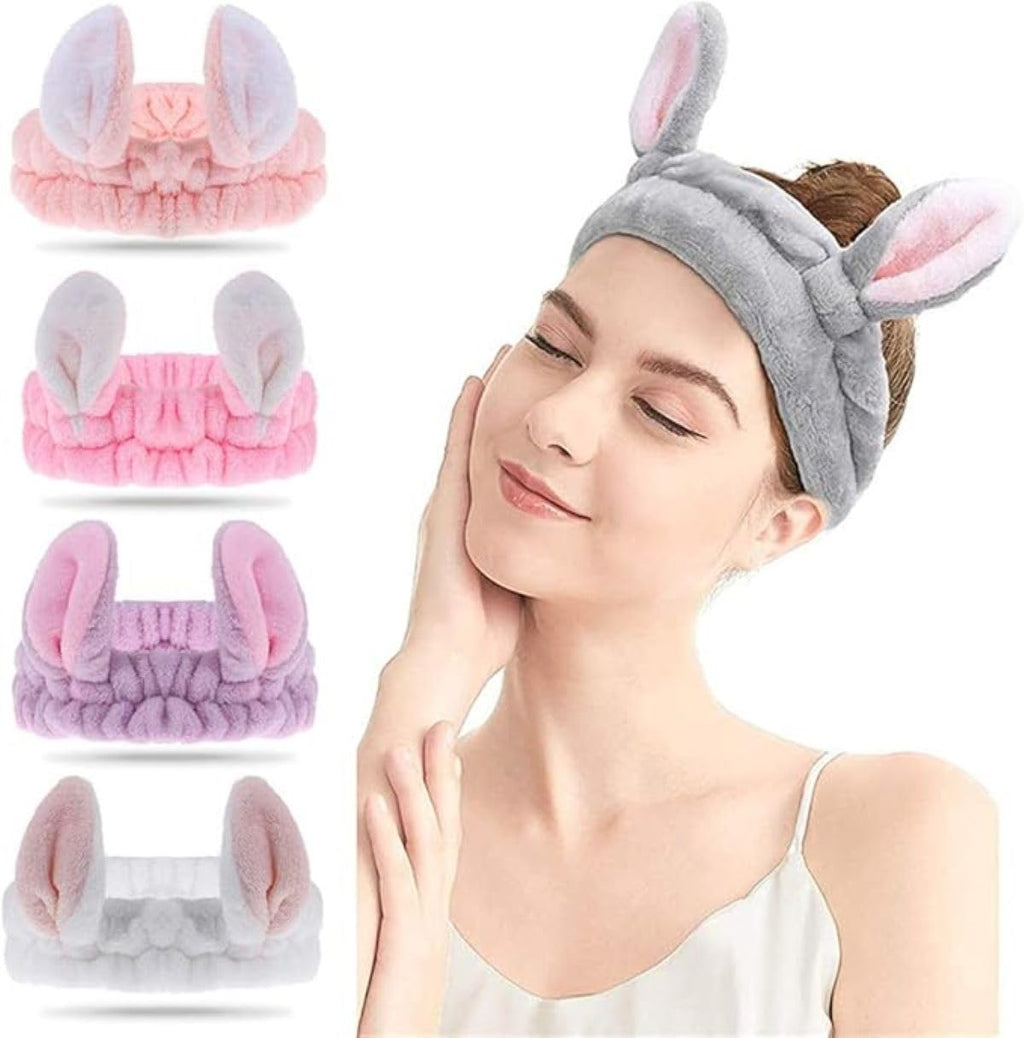 Plush Bunny Ear Hairband – Cute Spa Makeup & Skincare Headband