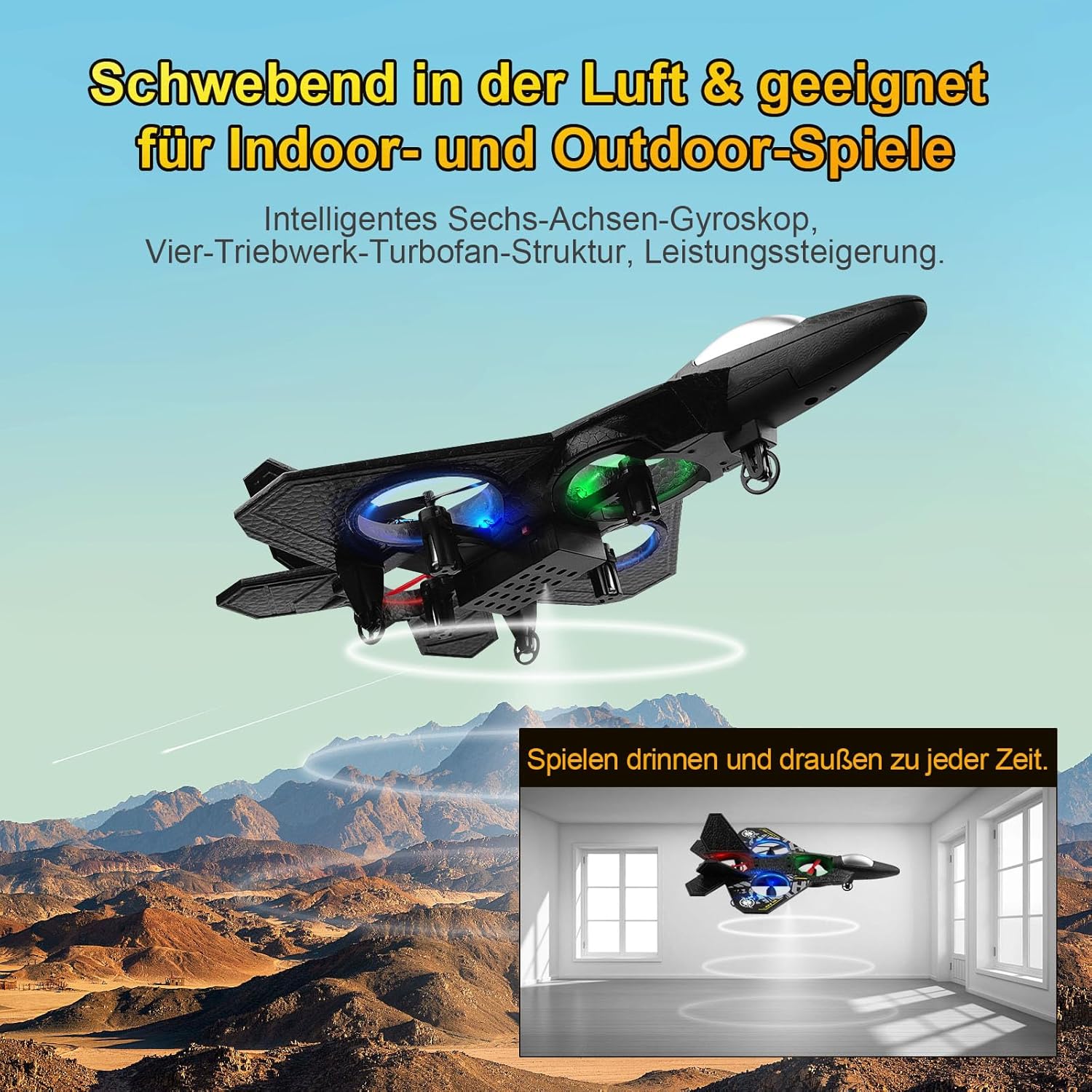 2.4GHz RC Fighter Plane with LED Lights Remote Control
