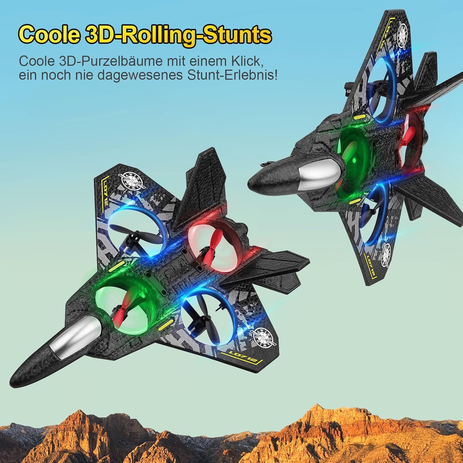 2.4GHz RC Fighter Plane with LED Lights Remote Control