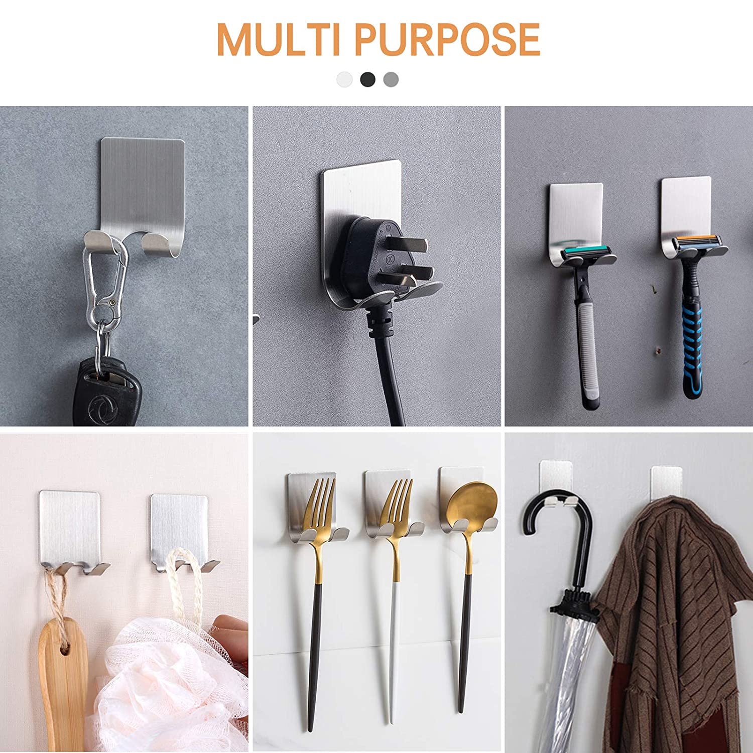 4Pcs Stainless Steel Razor Holder Waterproof Adhesive