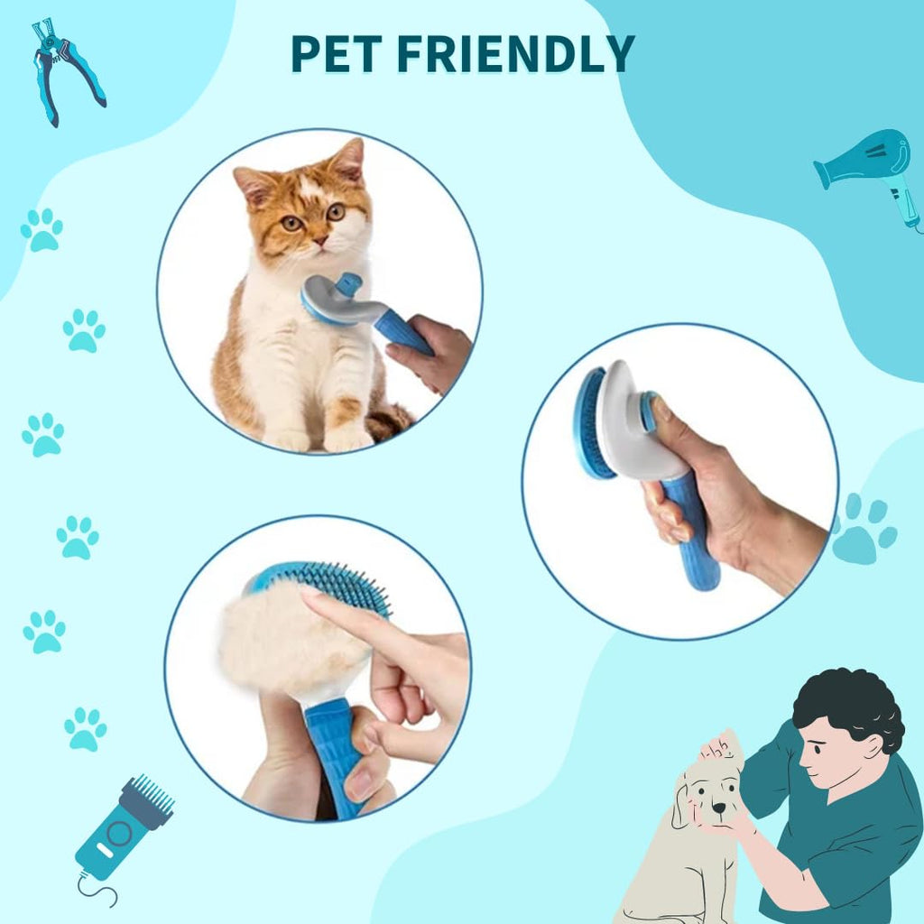 Self-Cleaning Slicker Brush – Dog & Cat Deshedding Tool