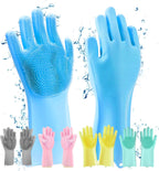 Silicone Dishwashing Gloves | Kitchen Cleaning & Scrub Bristle Tool