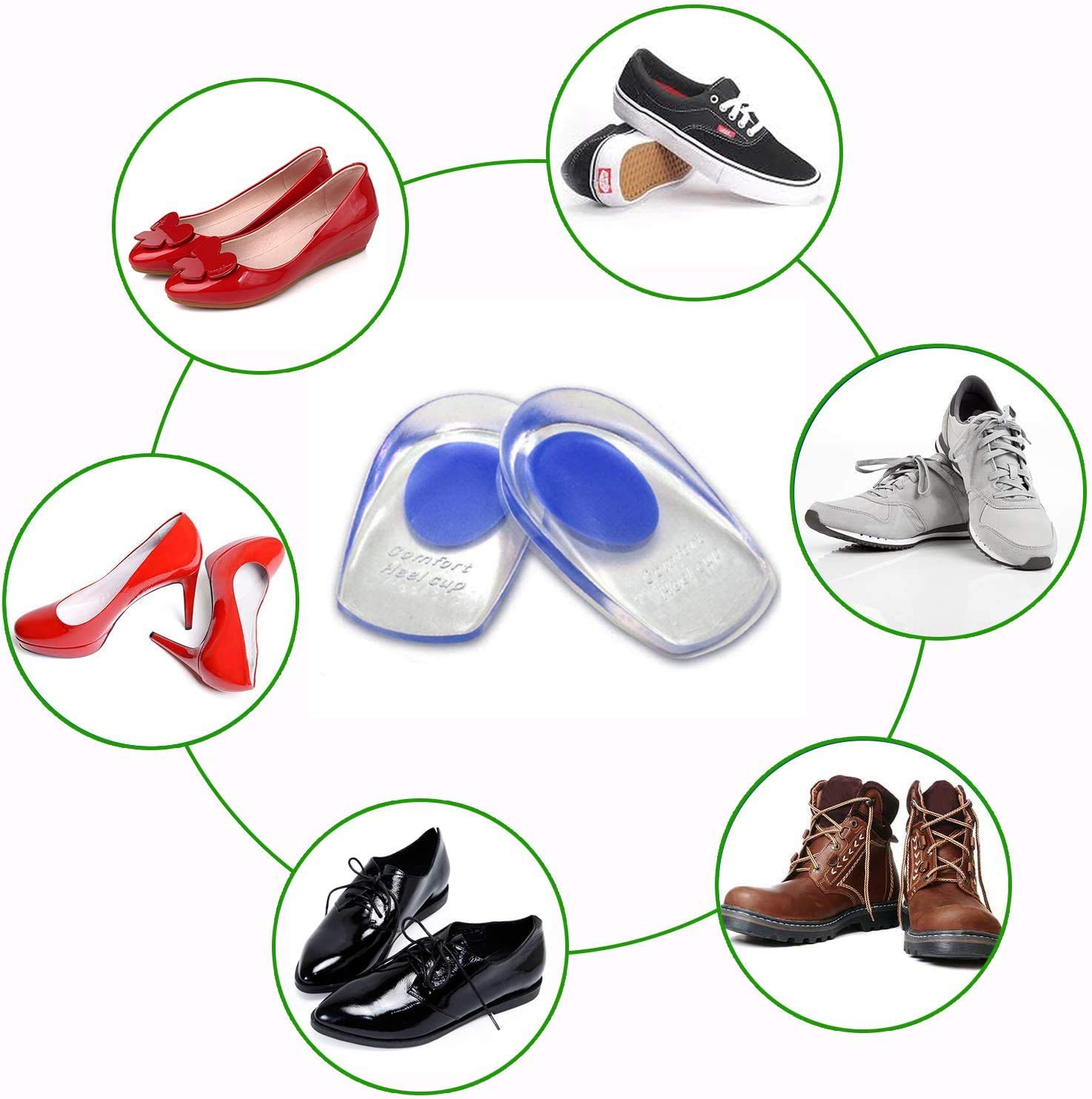 Silicone Gel Heel Cups – Pain Relief & Foot Support Cushion Care