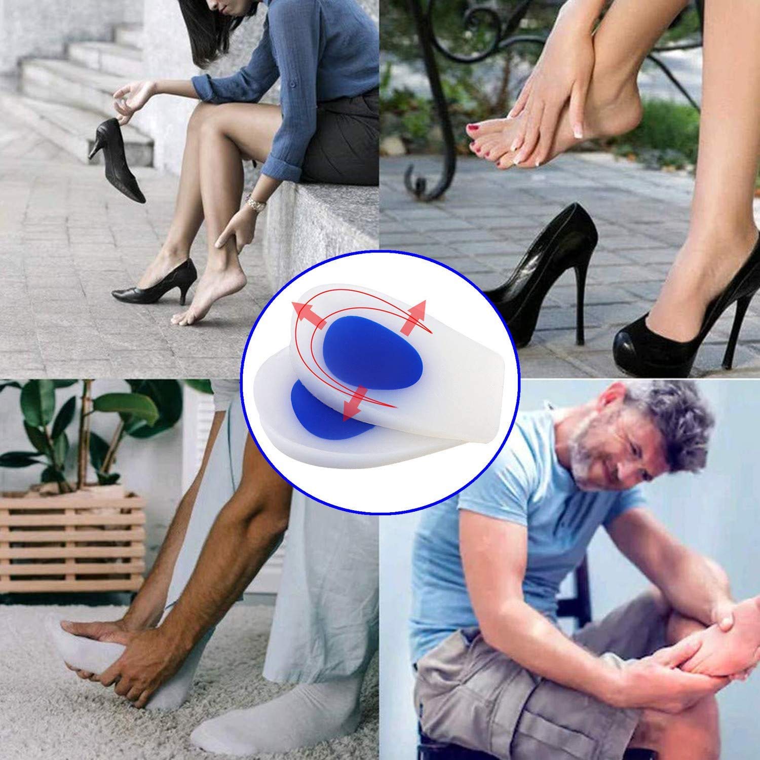 Silicone Gel Heel Cups – Pain Relief & Foot Support Cushion Care