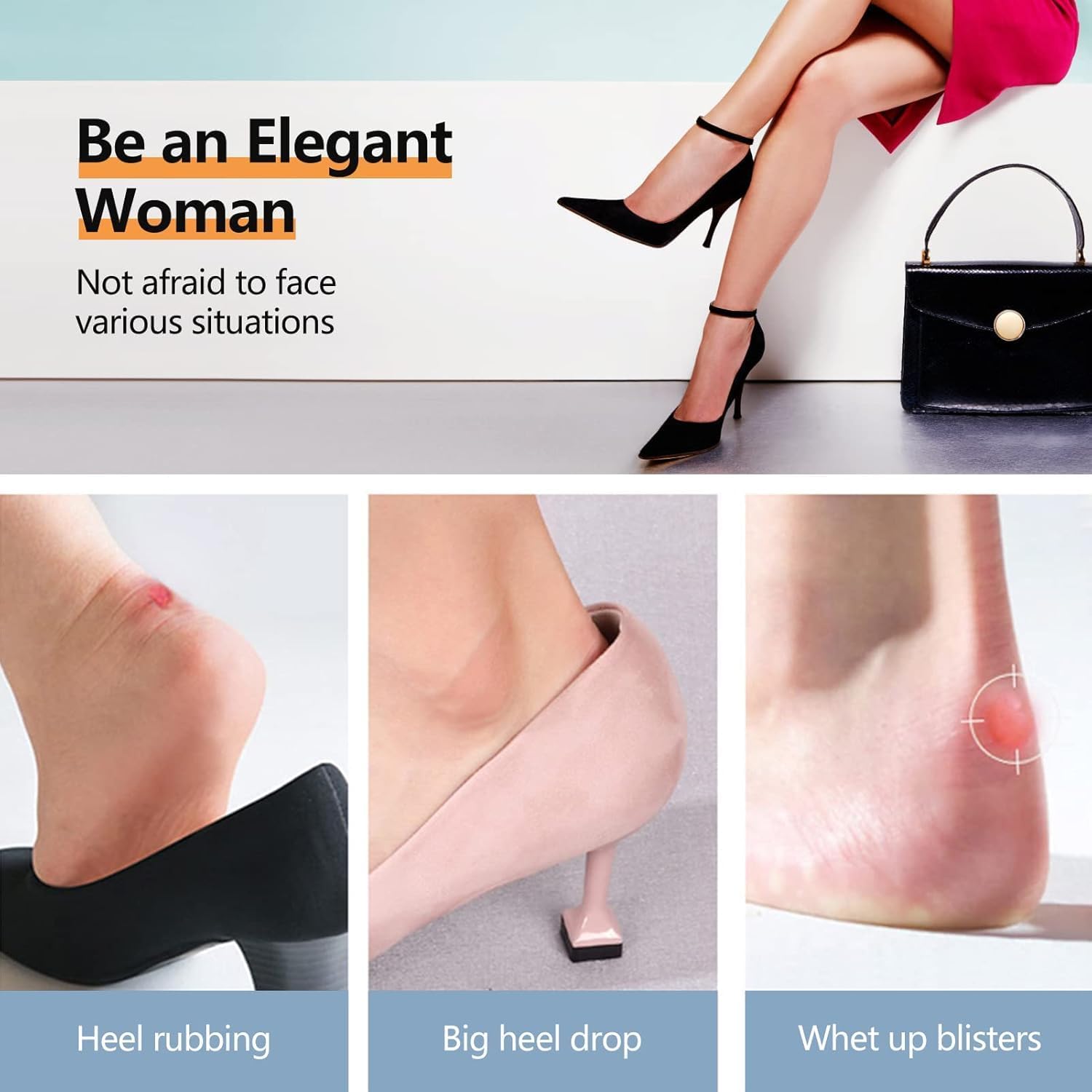 Silicone Heel Pads for Women – Self Adhesive Shoe Comfort Grips