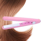 3-in-1 Mini Ceramic Hair Straightener Brush Fast Heat