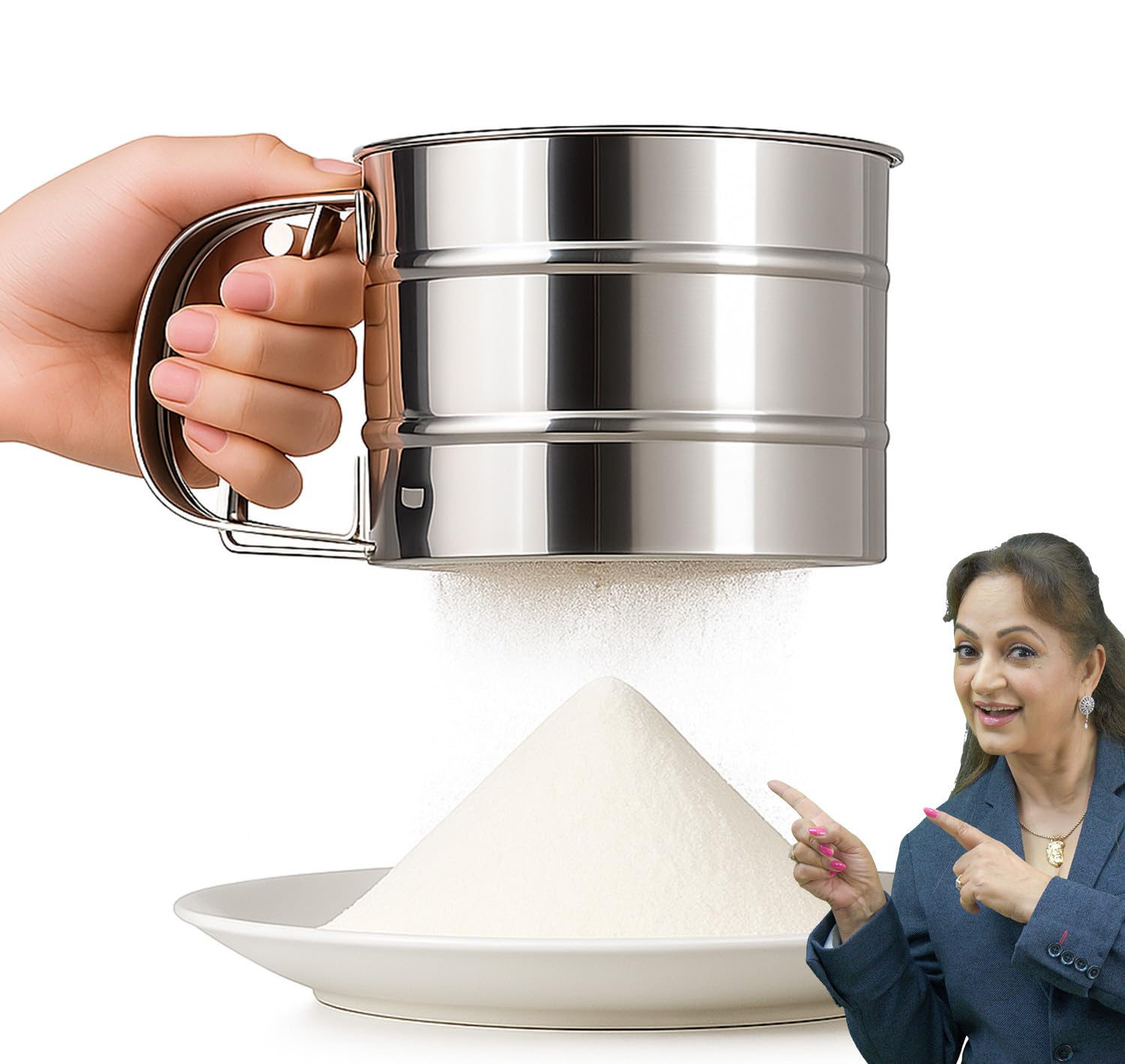 Stainless Steel Flour Sifter Hand Press Baking Tool