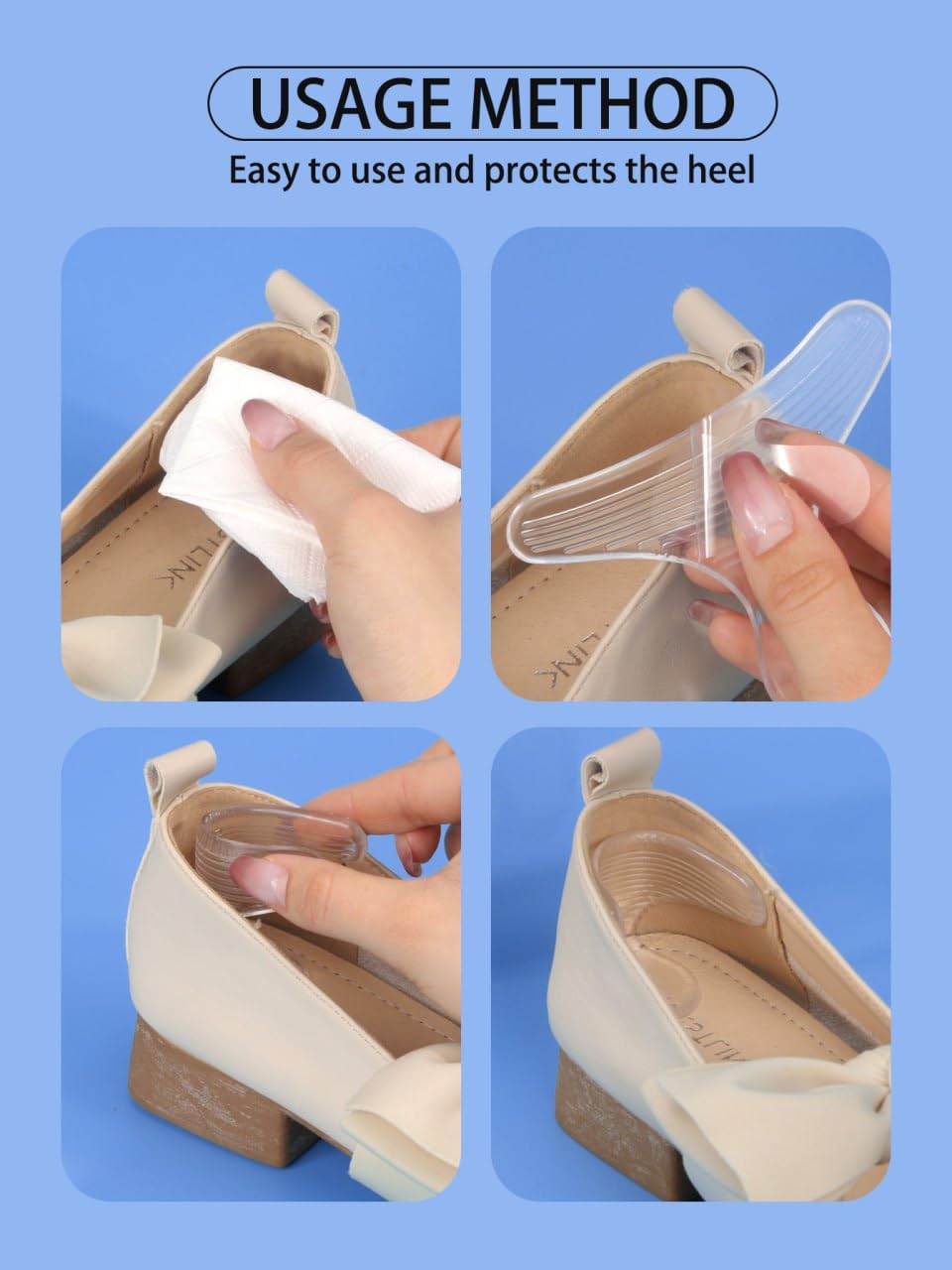 T-Shape Silicone Heel Pads – Anti Slip Shoe Size Adjuster Comfort