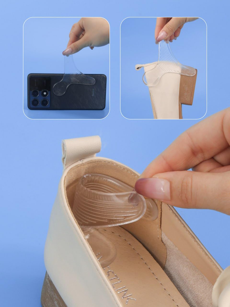 T-Shape Silicone Heel Pads – Anti Slip Shoe Size Adjuster Comfort