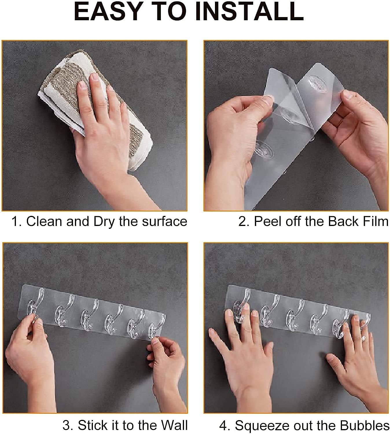 6-in-1 Heavy Duty Self-Adhesive Wall Hook Sticker