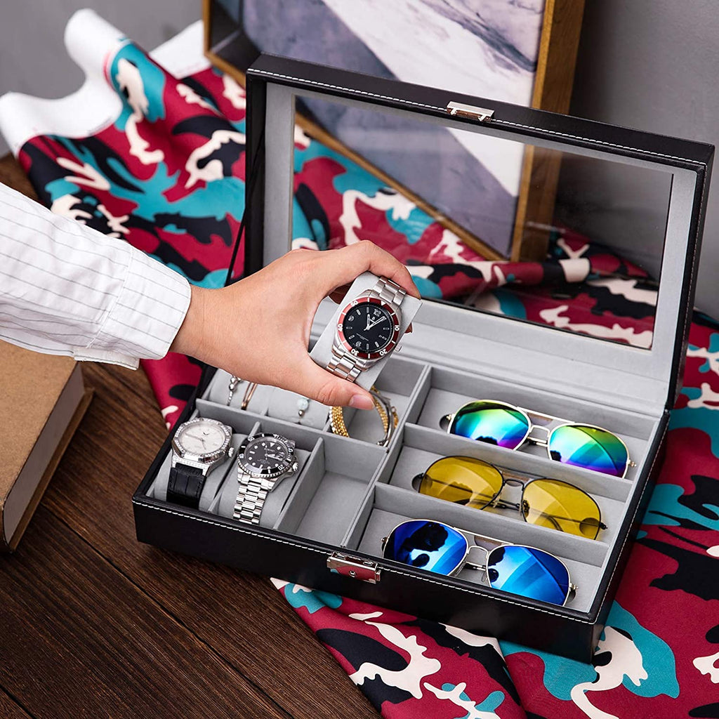 Luxury Watch & Sunglasses Jewelry Box | 6 Watches, 3 Glasses