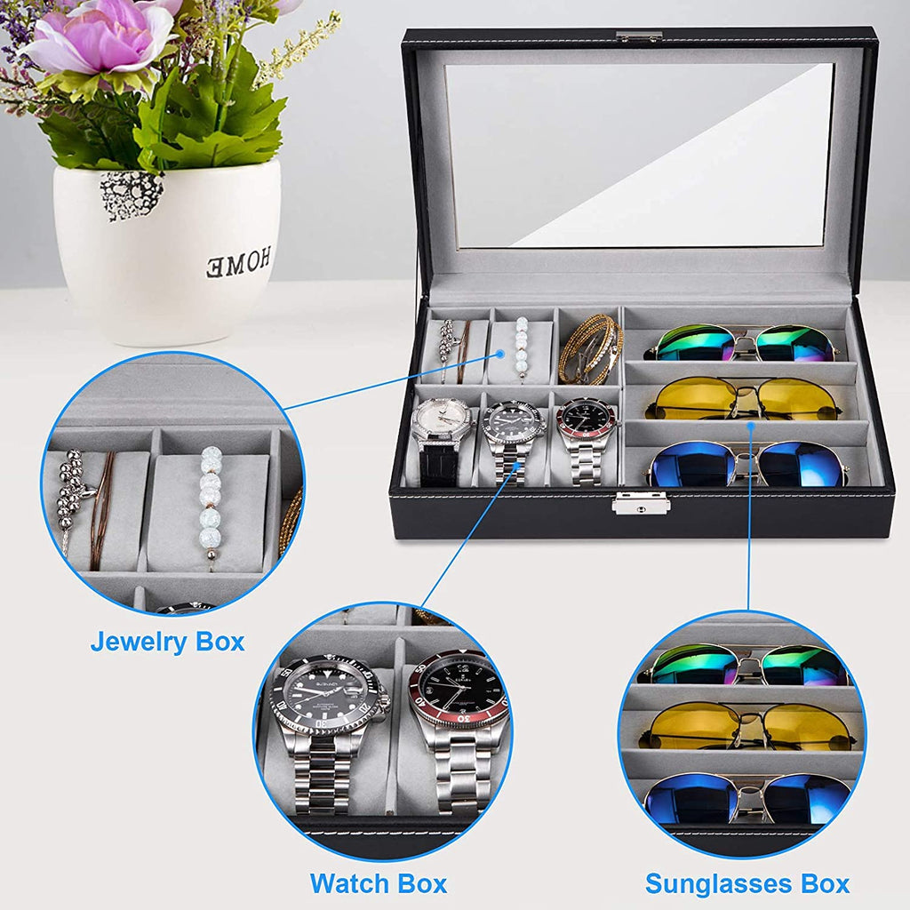 Luxury Watch & Sunglasses Jewelry Box | 6 Watches, 3 Glasses