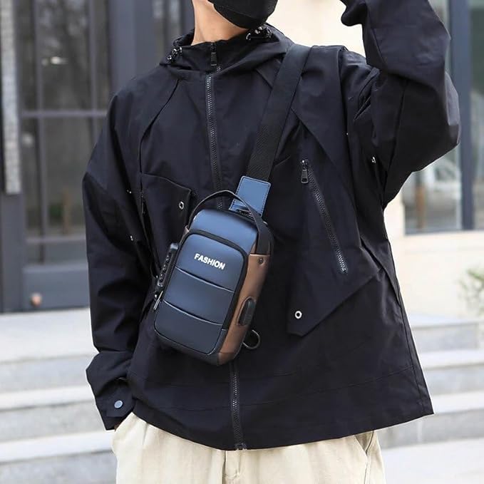 Waterproof Anti-Theft Sling Bag with USB Port Lock