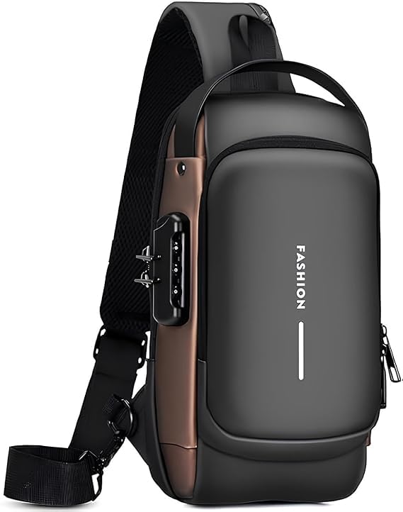 Waterproof Anti-Theft Sling Bag with USB Port Lock