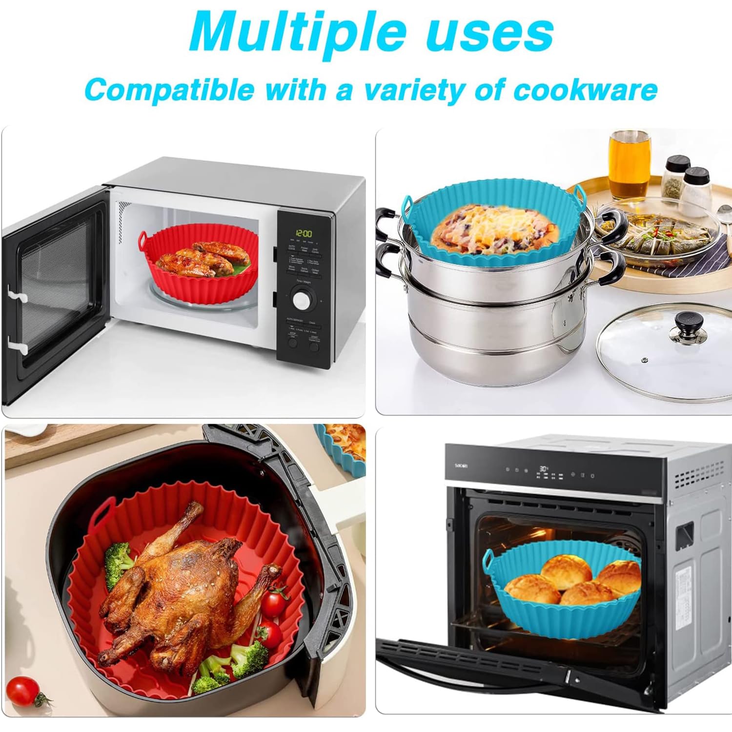 8 Inch Air Fryer Silicone Liner Reusable Nonstick