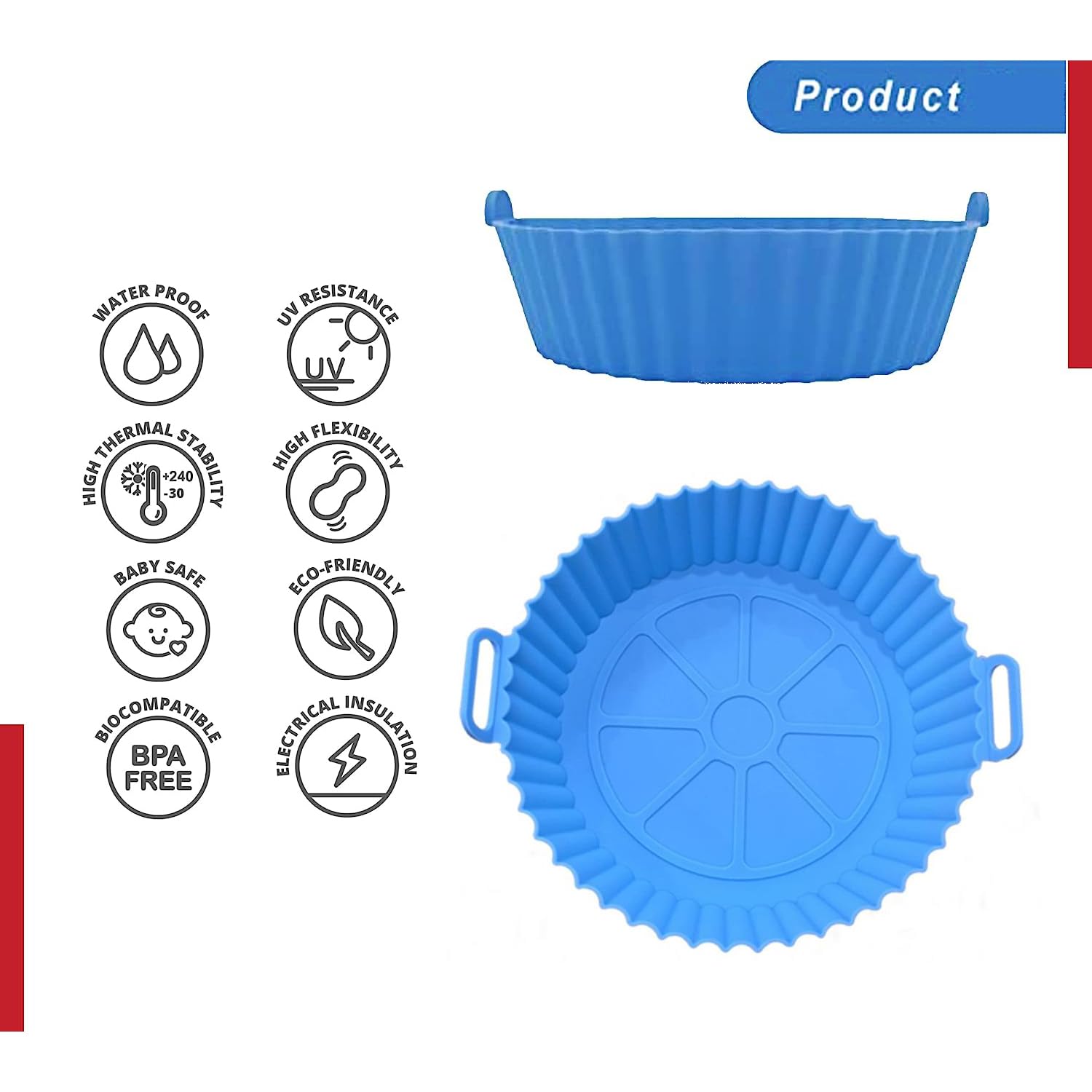 8 Inch Air Fryer Silicone Liner Reusable Nonstick