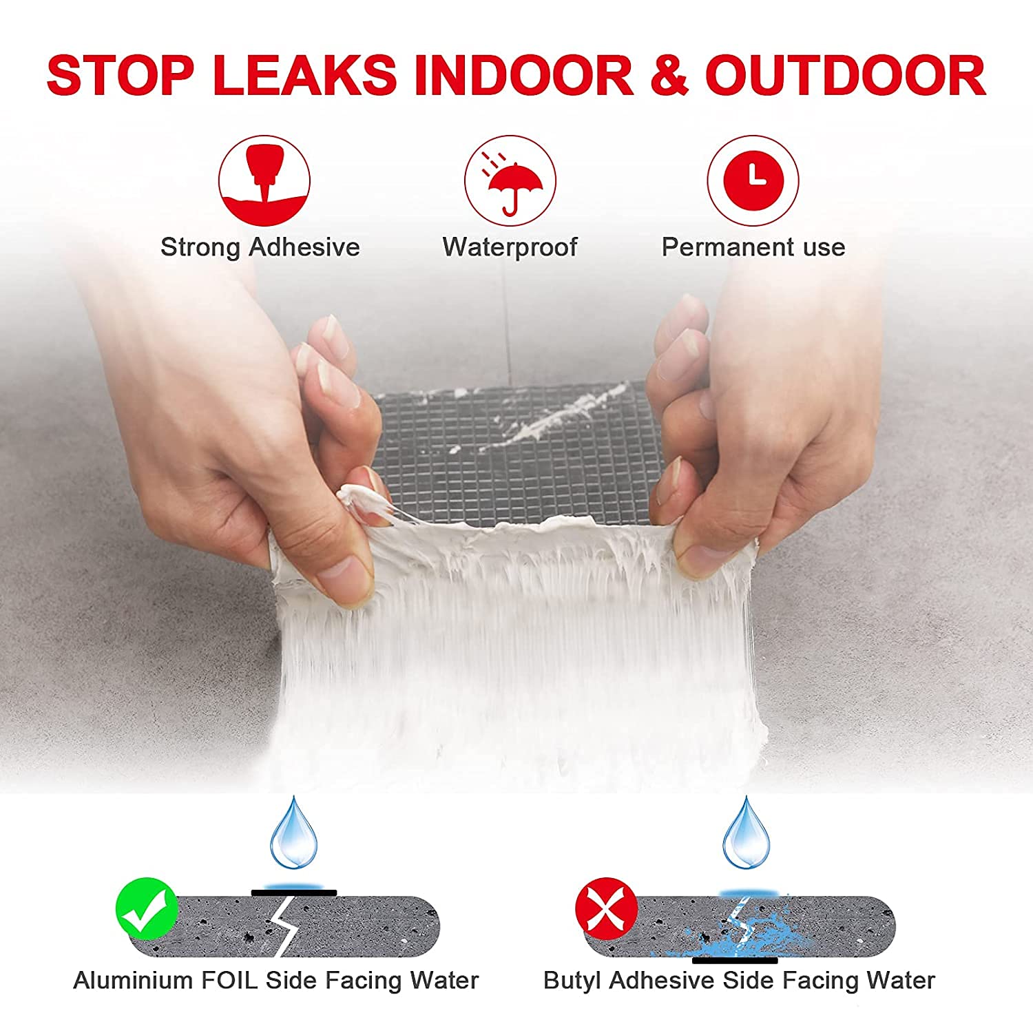 Waterproof Silver Butyl Tape 5cmx5m Leak Repair