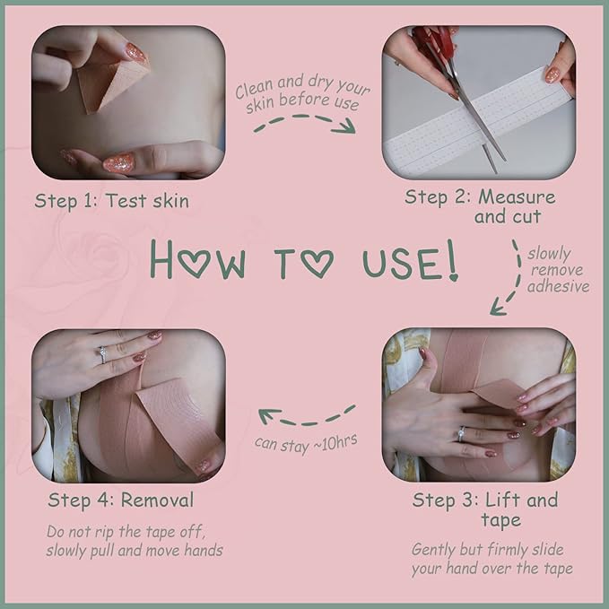 Boob Lift Tape with 10 Nipple Covers Strapless Support