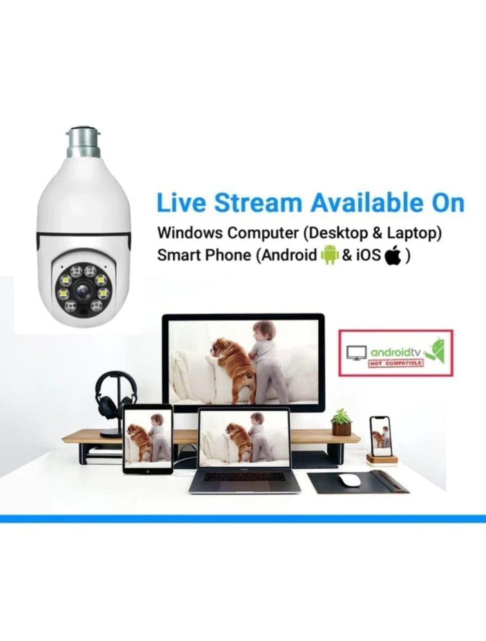 Wi-Fi Bulb Camera 360° – 1080p Wireless Home Security Cam