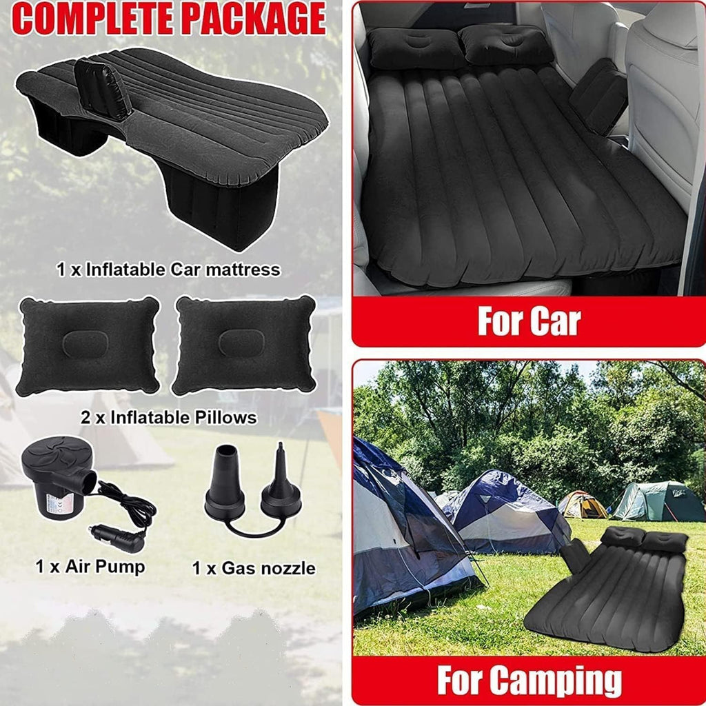 Car Inflatable Back Seat Bed with Pump Black