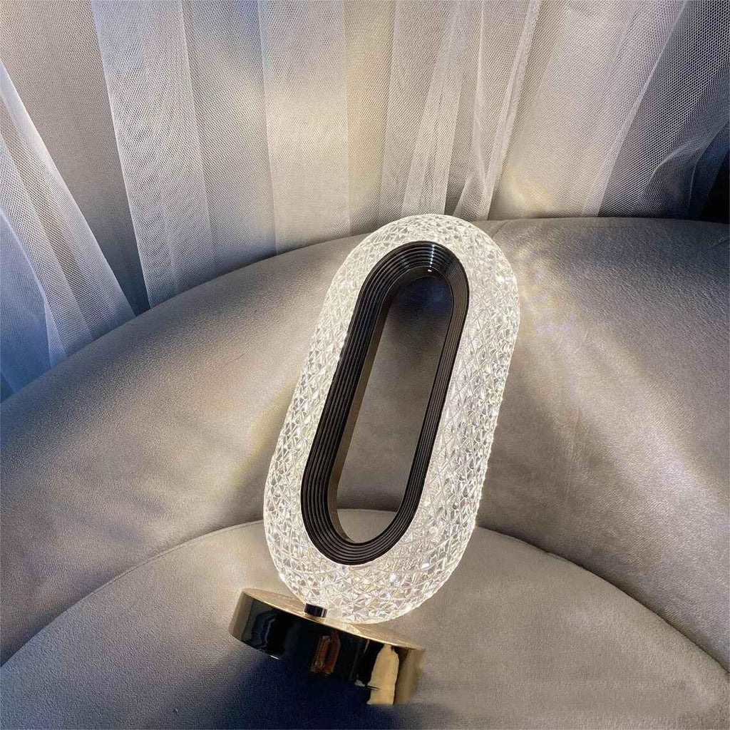 Crystal Touch Table Lamp Gold USB Rechargeable LED