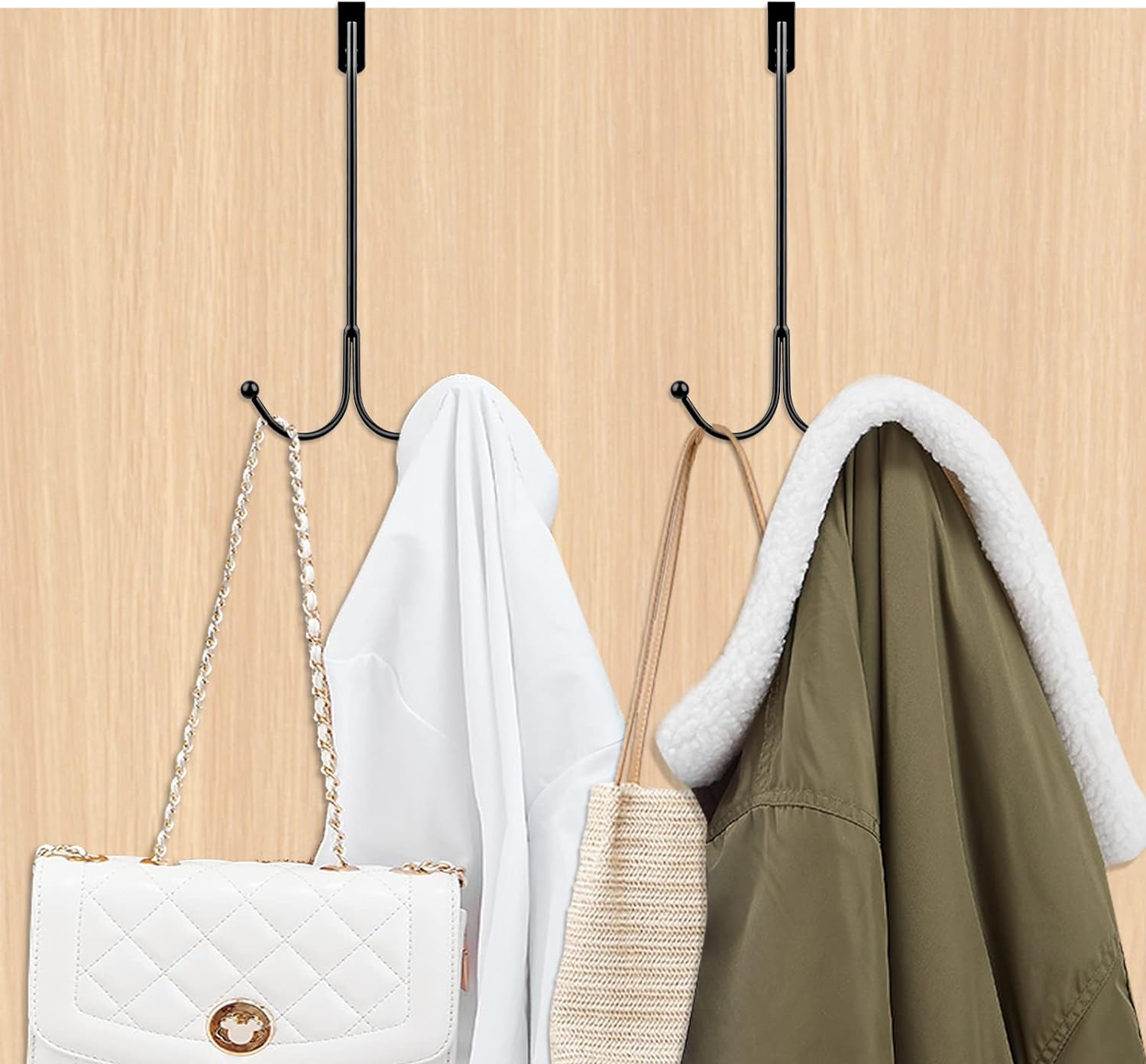 Metal Double Over-Door Hooks | Pack of 2 Heavy-Duty Hangers