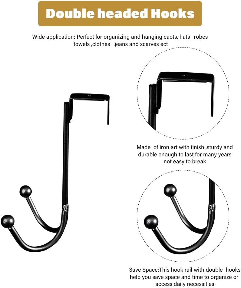 Metal Double Over-Door Hooks | Pack of 2 Heavy-Duty Hangers