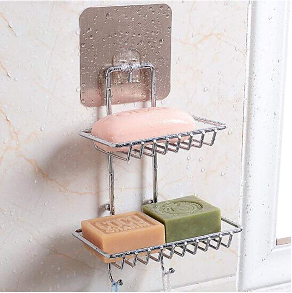 2-Layer Stainless Steel Wall Mounted Soap Holder Rack