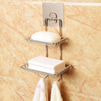 2-Layer Stainless Steel Wall Mounted Soap Holder Rack