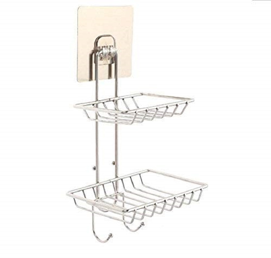 2-Layer Stainless Steel Wall Mounted Soap Holder Rack