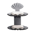 Double Layer Clam Soap Dish Wall Mounted Grey