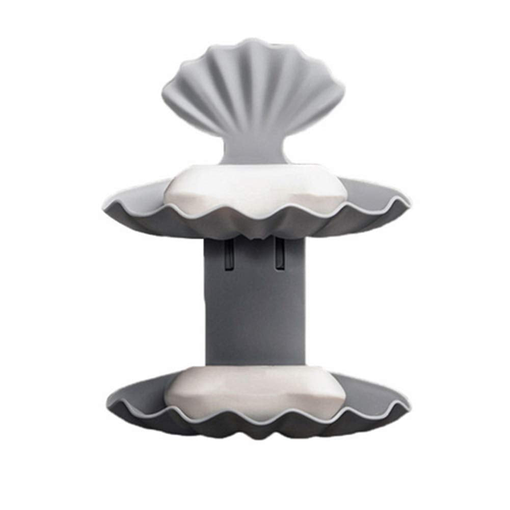 Double Layer Clam Soap Dish Wall Mounted Grey