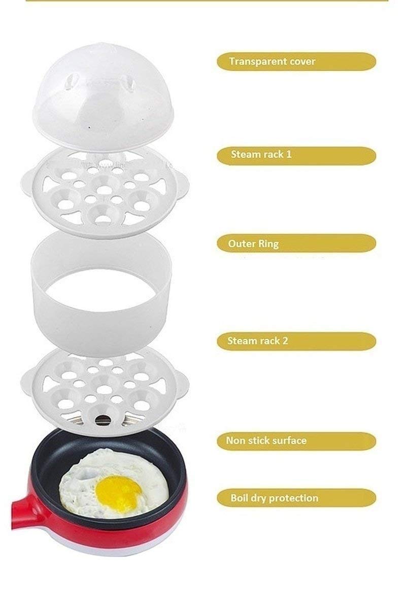 2 in 1 Electric Egg Boiler Fry Pan 14 Egg Cooker
