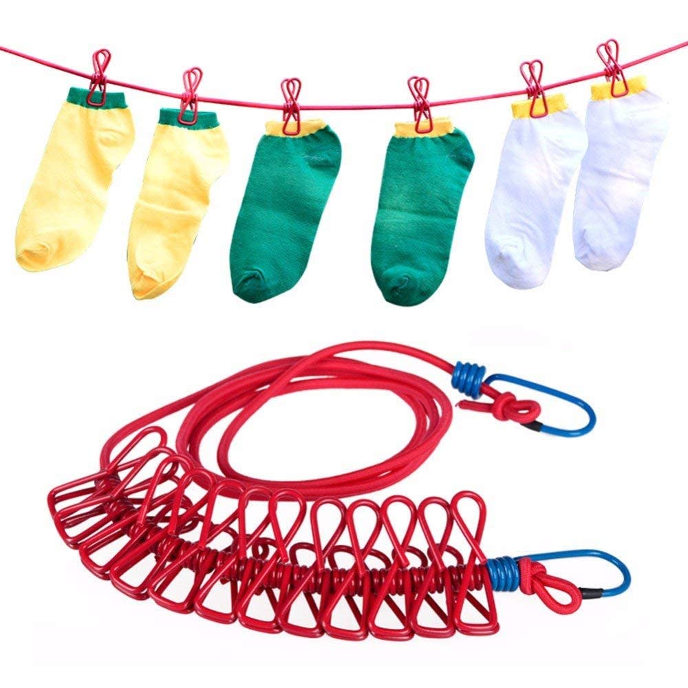 Elastic Clothesline Rope – Travel-Friendly Drying Rope w/ Clips