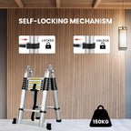 3.2M Telescopic Aluminum Ladder Heavy Duty Foldable