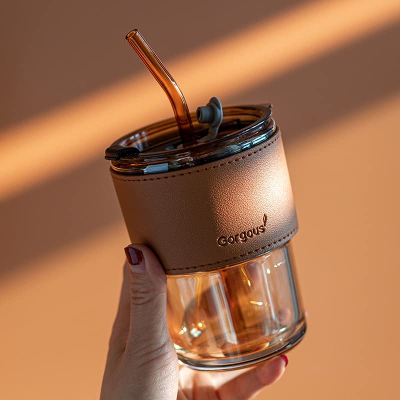 Glass Coffee Mug & Tea Cup | Includes Reusable Glass Straw