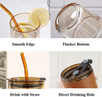Glass Coffee Mug & Tea Cup | Includes Reusable Glass Straw