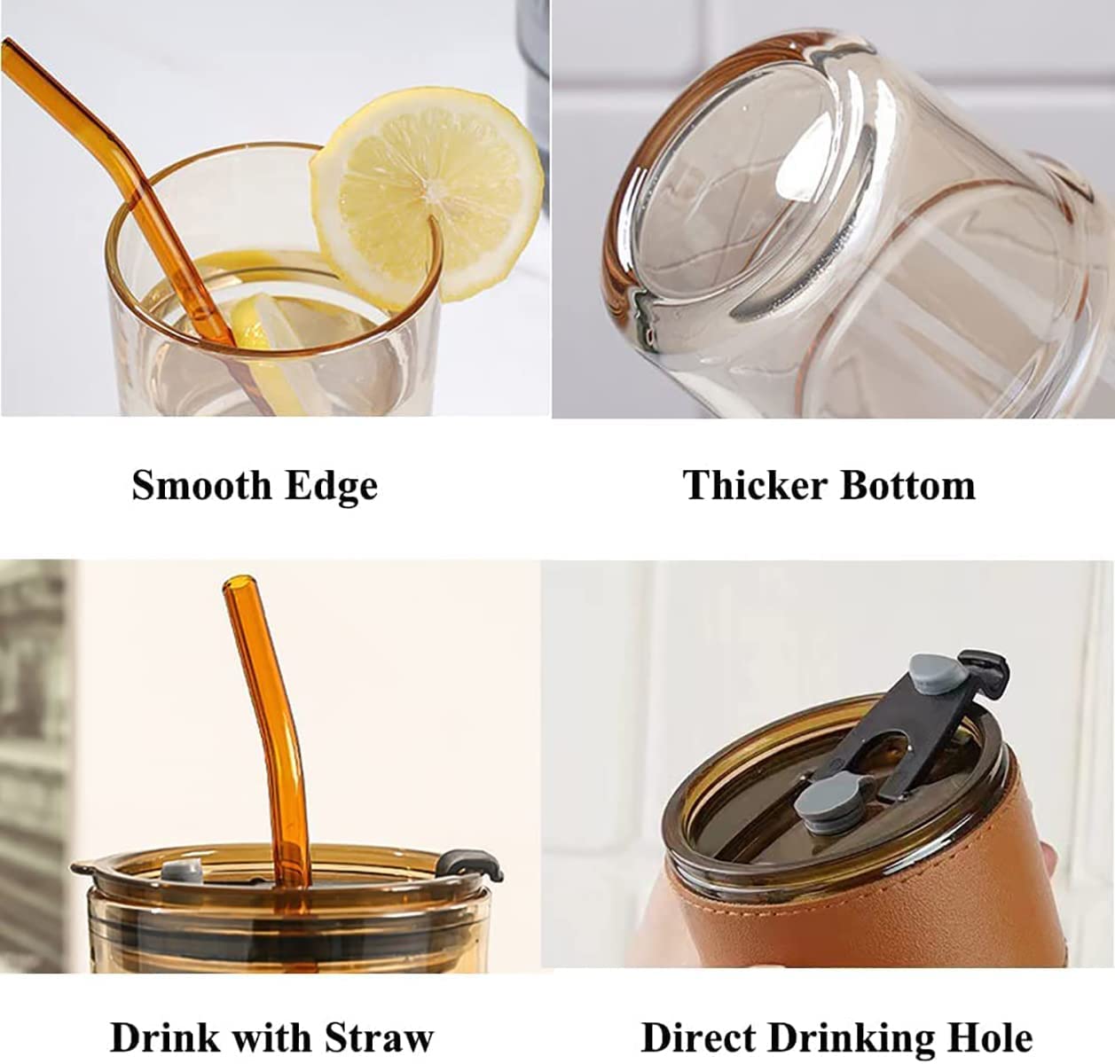 Glass Coffee Mug & Tea Cup | Includes Reusable Glass Straw