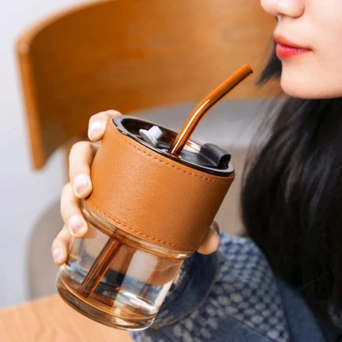 Glass Coffee Mug & Tea Cup | Includes Reusable Glass Straw