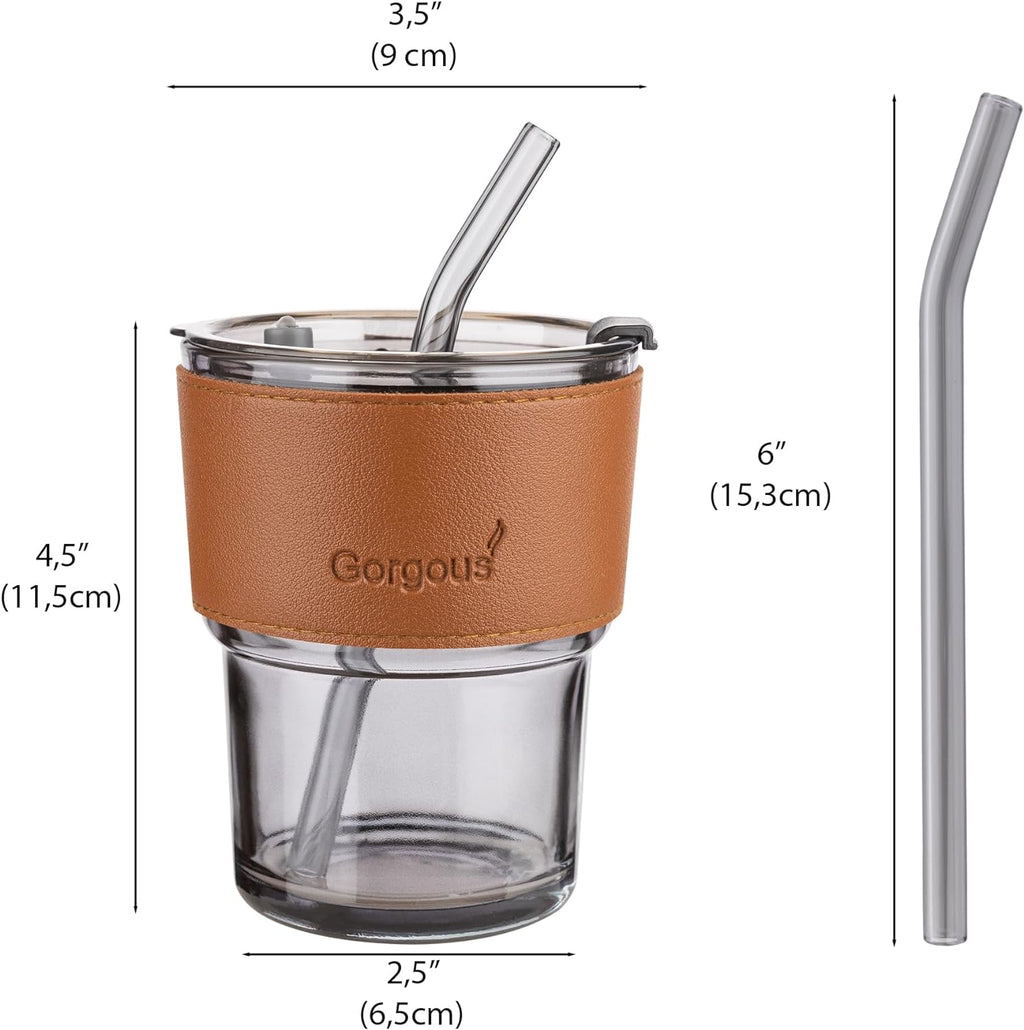 Glass Coffee Mug & Tea Cup | Includes Reusable Glass Straw